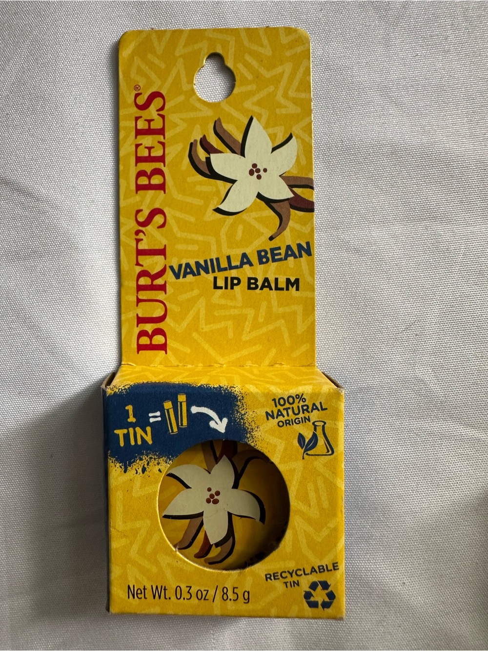 Burt's Bees Vanilla Bean Moisturizing Lip Balm Tin 0.3 oz 4 Count - Picture 2 of 5